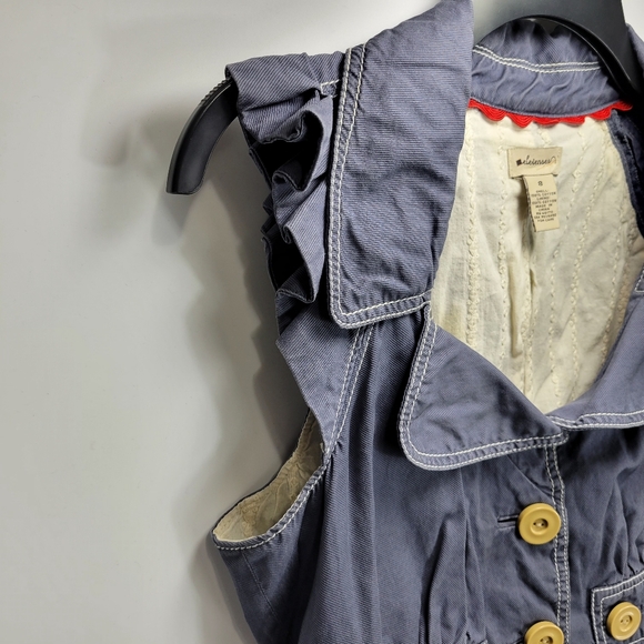 Elevenses Anthropologie Ruffle Button Top Womens 8 Dainty Festival Prairie Boho - Picture 5 of 11